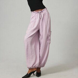 NWOT Anthropologie Bungee Parachute Pants Purple Sz M Tall